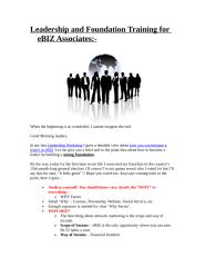 Leadership and Foundation Training for eBIZ Associates.doc