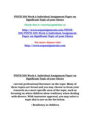 PSYCH 500 Week 6 Individual Assignment Paper on Significant Topic of your Choice.doc