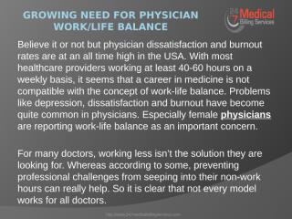 Growing Need For Physician WorkLife Balance.pptx